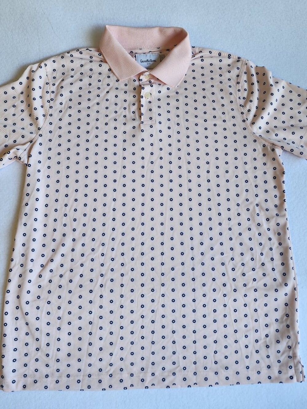 Goodfellow & Co Men’s Peach Floral Print Short Sleeve Polo Shirt Size Large